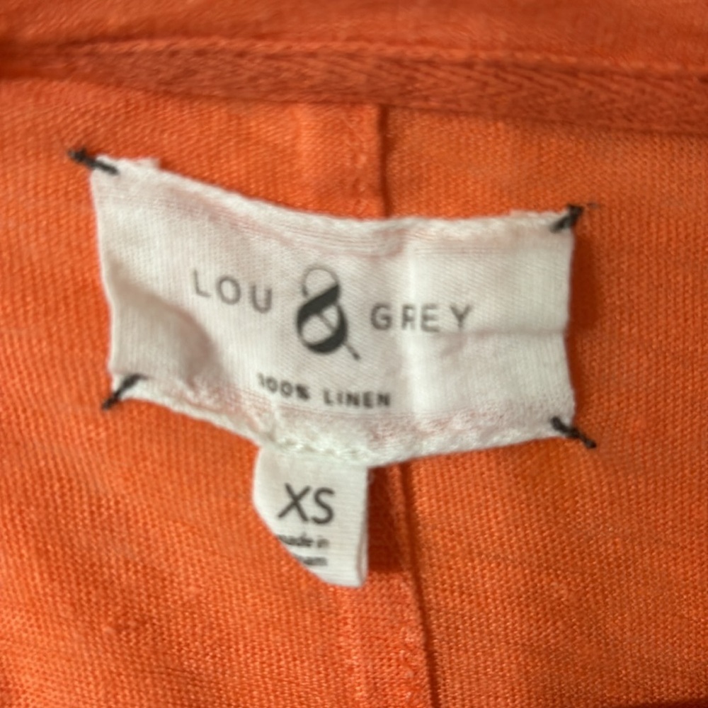 Lou & Grey Orange 100% Linen Short Sleeve Tee Shirt Comfort Basic T Size XS - Picture 3 of 4